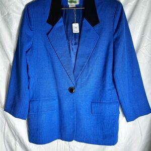 Blue Women's Blazer with Black Collar
